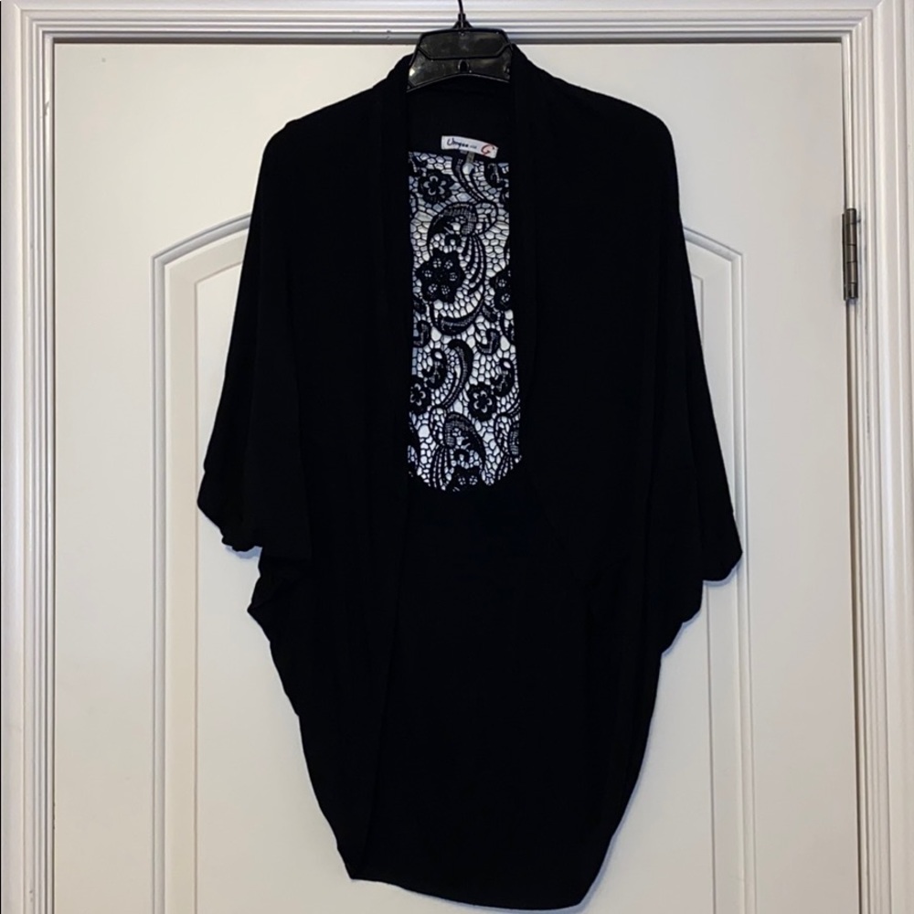 Umgee Black Cardigan with Lace - Size Medium